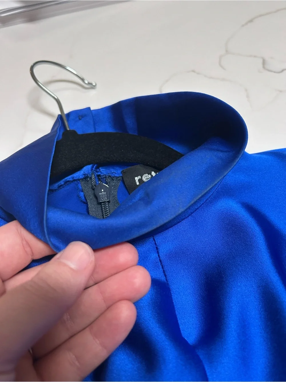 Retrofete Barbara silk mini dress in cobalt blue size small